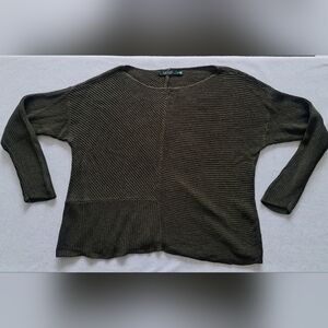 Lauren Ralph Lauren Olive Green Ribbed Boat Neck Sweater